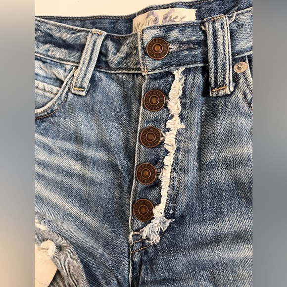 Free People Denim Shorts Womens 26 Blue Distressed Button Fly Shortie - Picture 4 of 7